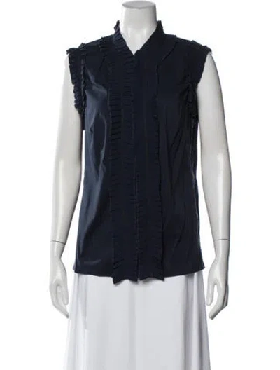 Pre-owned Tory Burch Sleeveless Blouse In Blue