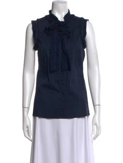 Pre-owned Tory Burch Sleeveless Blouse In Blue
