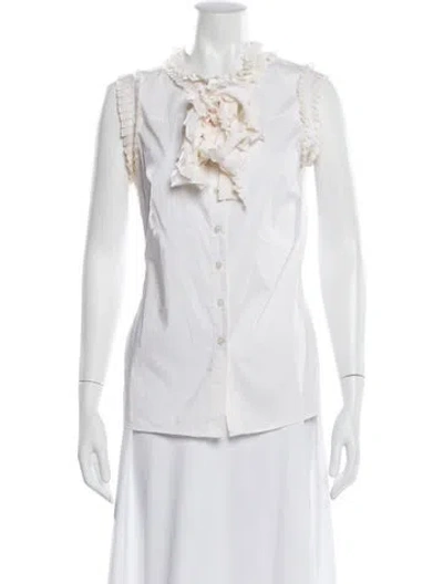 Pre-owned Tory Burch Sleeveless Blouse In White