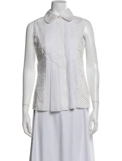 Pre-owned Tory Burch Sleeveless Blouse In White