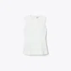 Tory Burch Sleeveless Cotton Poplin Top In White