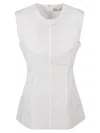 Tory Burch Sleeveless Cotton Poplin Top In White