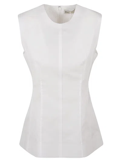 Tory Burch Sleeveless Cotton Poplin Top In White