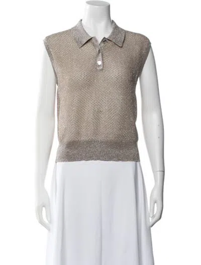 Pre-owned Tory Burch Sleeveless Polo In Neutrals