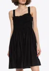 Tory Burch Sleeveless Rushed Mini Dress In Black
