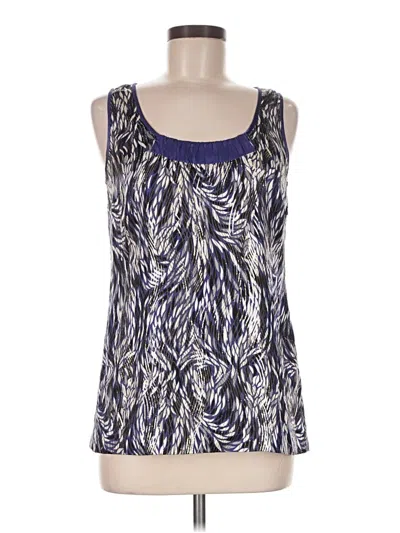 Pre-owned Tory Burch Sleeveless Silk Top Blue Scoop Neck Tops