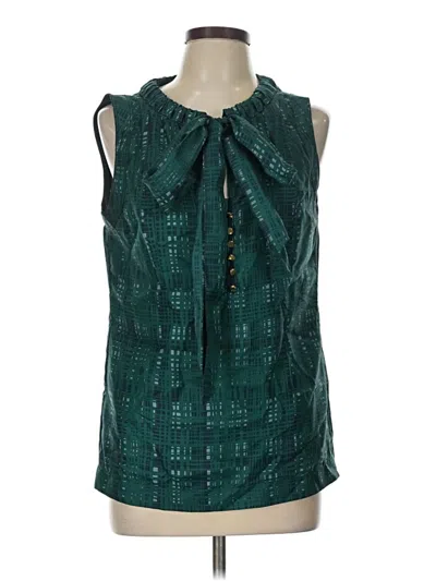 Pre-owned Tory Burch Sleeveless Silk Top Green Tie Neck Tops