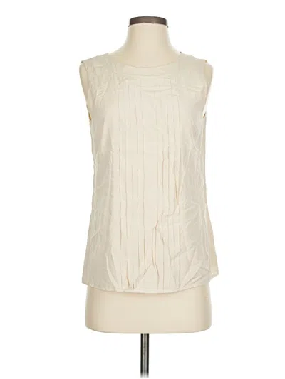 Pre-owned Tory Burch Sleeveless Silk Top Ivory Cowl Neck Tops In White