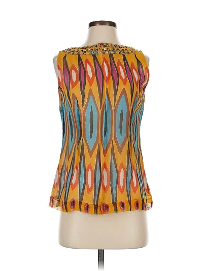 Pre-owned Tory Burch Sleeveless Silk Top Orange Halter Neckline Tops