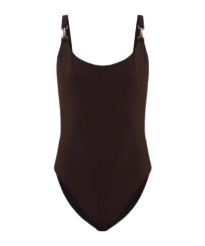 Tory Burch Sleeveless Swimsuit In Brown