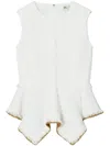 Tory Burch Sleeveless Tweed Peplum Top In Neutrals
