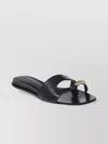 Tory Burch Slide Cut-out Metallic Flat Sole In Black