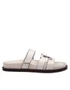 Tory Burch Ines Leather Triple-band Sport Mule Sandals In Ivory