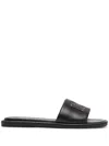 Tory Burch Double-t Leather Sport Slide Sandal In Black