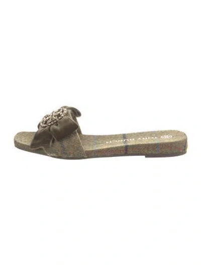 Pre-owned Tory Burch Slides In Green
