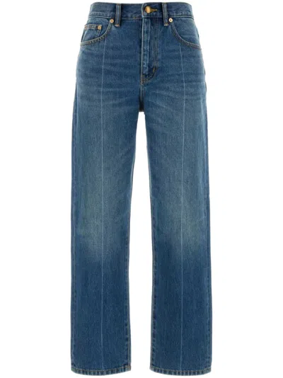 Tory Burch Slim Denim Cotton Jeans In Medium Vintage