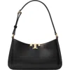 Tory Burch Slim Eleanor Pebble Leather Shoulder Bag In Black
