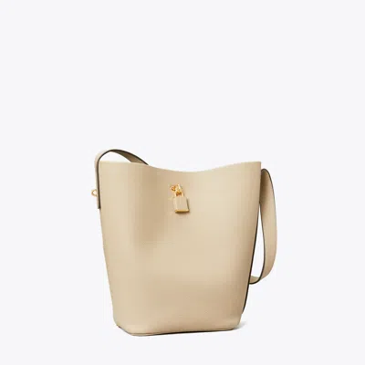 Tory Burch Slim Leather Bucket Bag In Neutral