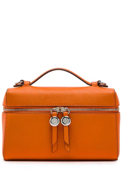 Tory Burch Slim Romy Leather Top Handle Bag In Orange