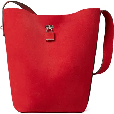 Tory Burch Slim Suede Bucket Bag In White