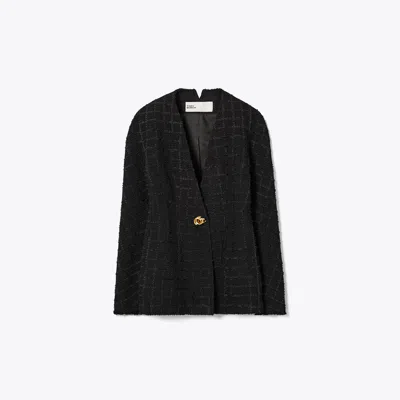 Tory Burch Slim Tweed Jacket In Black/black