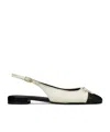 Tory Burch Ballerine Cap-toe In Pelle Avorio Donna In White