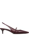 Tory Burch Double T Buckle Slingback Mary Jane Kitten Heel Pump In Burgundy