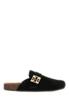 Tory Burch Mellow Suede Buckle Slide Mules