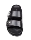 Tory Burch Double Strap Leather Flat Sandals In Black