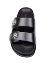Tory Burch Double Strap Leather Flat Sandals In Black