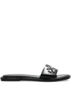 Tory Burch Logo Slippers In Black