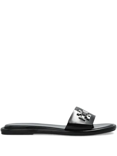 Tory Burch Logo Slippers In Black