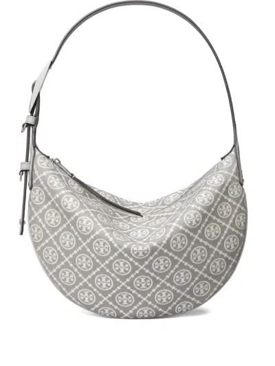 Tory Burch Small Balloon Monogram Utility Shoulder Bag In Gray