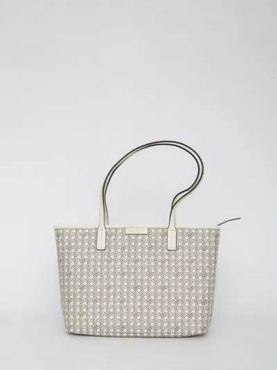 Tory Burch Small Basketweave Tote Bag In Ivory