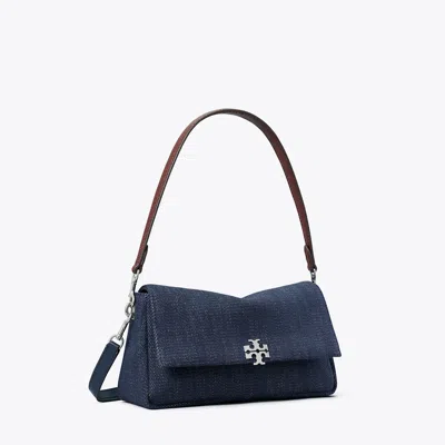 Tory Burch Small Charlie Denim Shoulder Bag In Blue