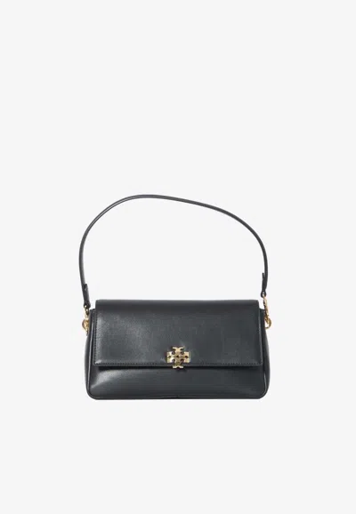 Tory Burch Small Charlie Leather Clutch Bag In Black