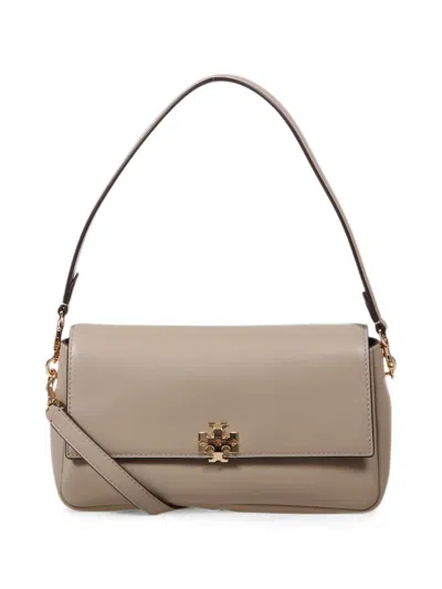 Tory Burch Small Charlie Logo-plaque Shoulder Bag In Neutral