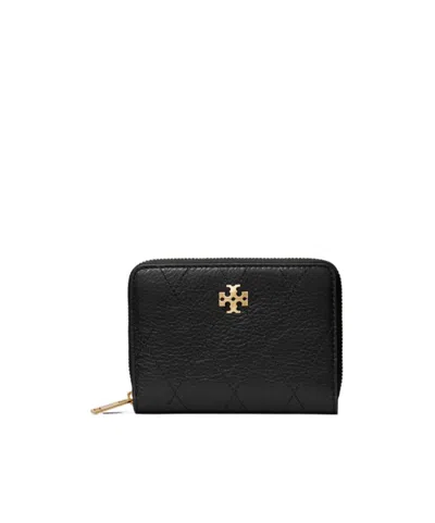 Tory Burch Small Charlie Quilted Zip-around Wallet In Black