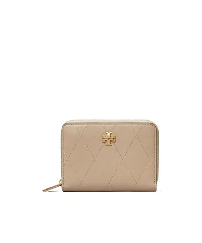 Tory Burch Small Charlie Quilted Zip-around Wallet In Neutral