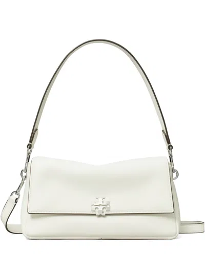 Tory Burch Charlie Leather Shoulder Bag In White
