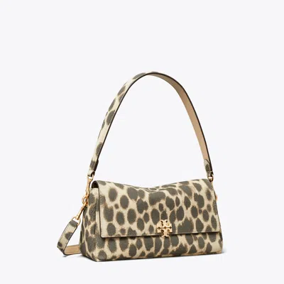 Tory Burch Charlie Suede Small Shoulder Bag In Leopard Spots