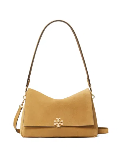 Tory Burch Charlie Suede Leather Shoulder Bag In Brown