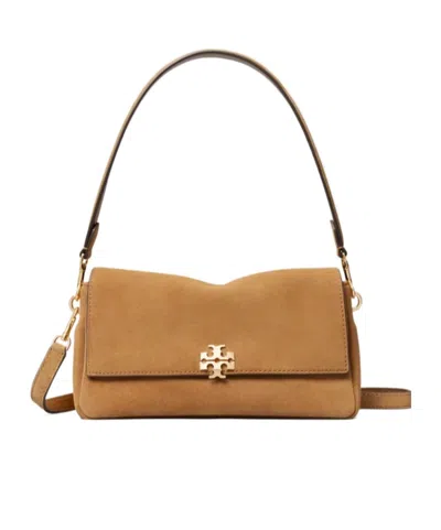Tory Burch Small Charlie Suede Shoulder Bag In Brown