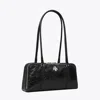 Tory Burch Small Crinkle Leather Marshmallow Satchel In Black