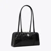 Tory Burch Small Crinkle Leather Marshmallow Satchel In Black