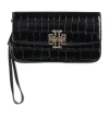 Tory Burch Small Crocodile-patterned Clutch In Pink