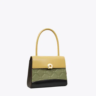 Tory Burch Small Deville Colorblock Patchwork Bag In Green