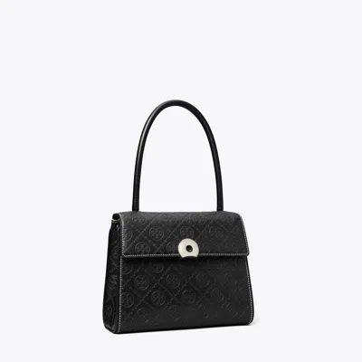 Tory Burch Small Deville T Monogram Leather Bag In Black