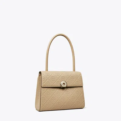 Tory Burch Small Deville T Monogram Leather Bag In Fresh Clay