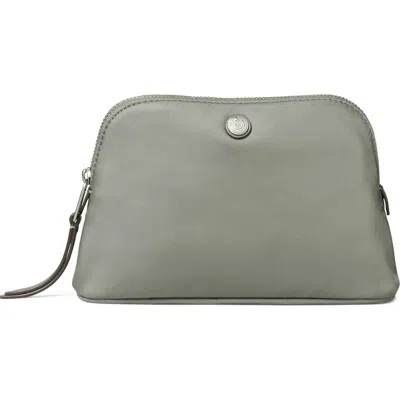 Tory Burch Small Dome Nylon Cosmetic Case In Gray